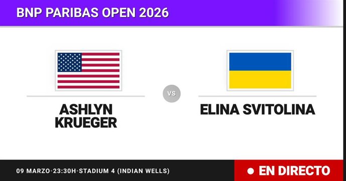 Ashlyn Krueger - Elina Svitolina: resumen y estadísticas del partido de Dieciseisavos de final de BNP Paribas Open