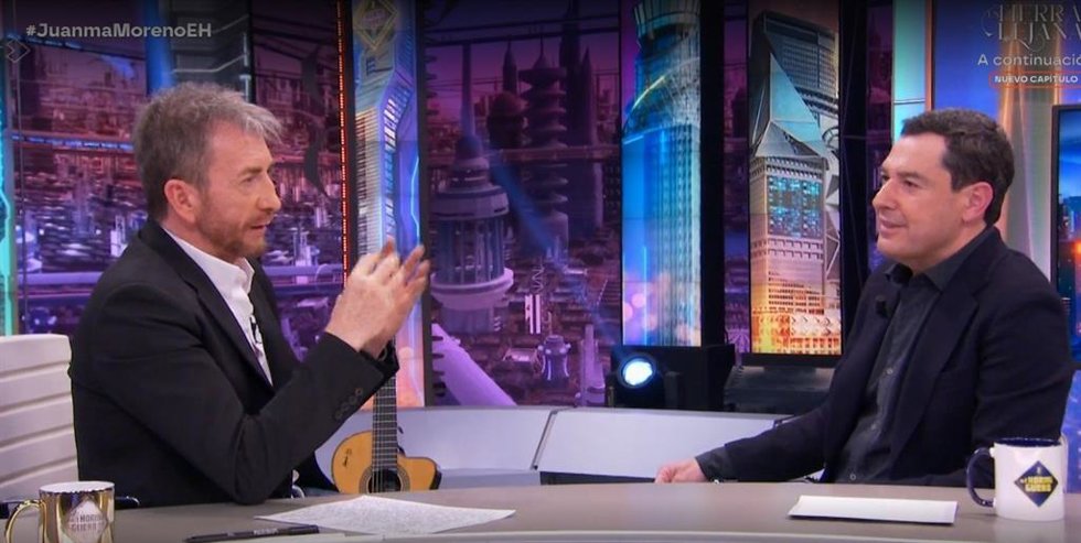 El presidente de la Junta de Andalucía, Juanma Moreno, este lunes noche durante su entrevista en El Hormiguero de Antena 3 TV.