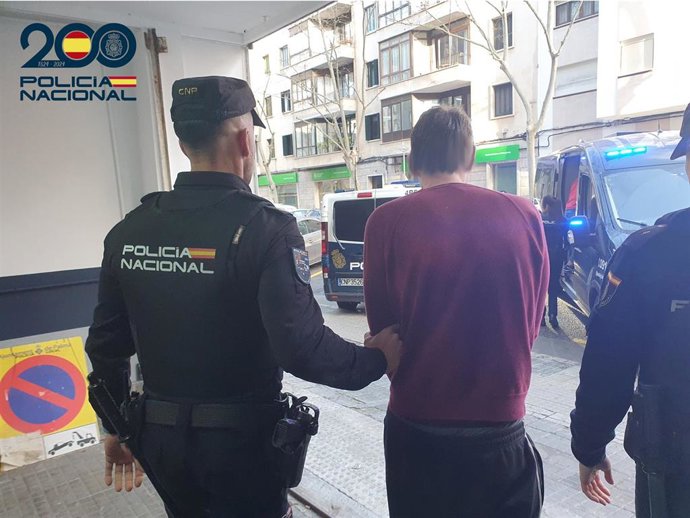 El detenido, en dependencias policiales conducido por agentes.