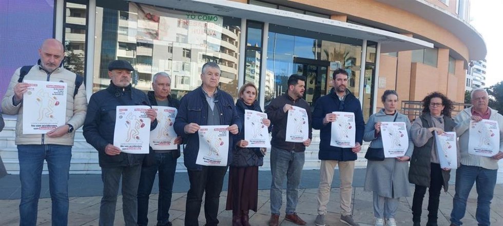 UGT, CCOO y Sindicato Unitario convocan manifestación el 26 de marzo por la siniestralidad laboral en la provincia de Huelva.