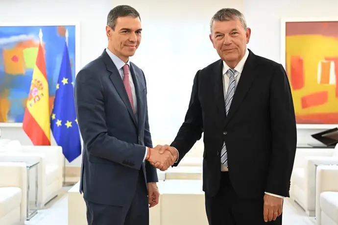 Encuentro entre Pedro Sánchez y Philippe Lazzarini