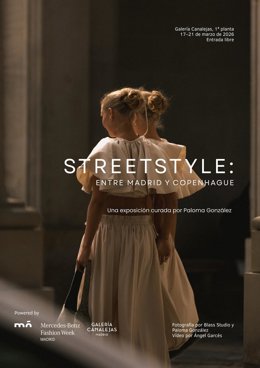 Cartel de la exposición fotográfica y audiovisual 'Streetstyle: entre Madrid y Copenhague' de Mó que podrá visitarse en la MBFWMadrid del 17 al 21 de marzo