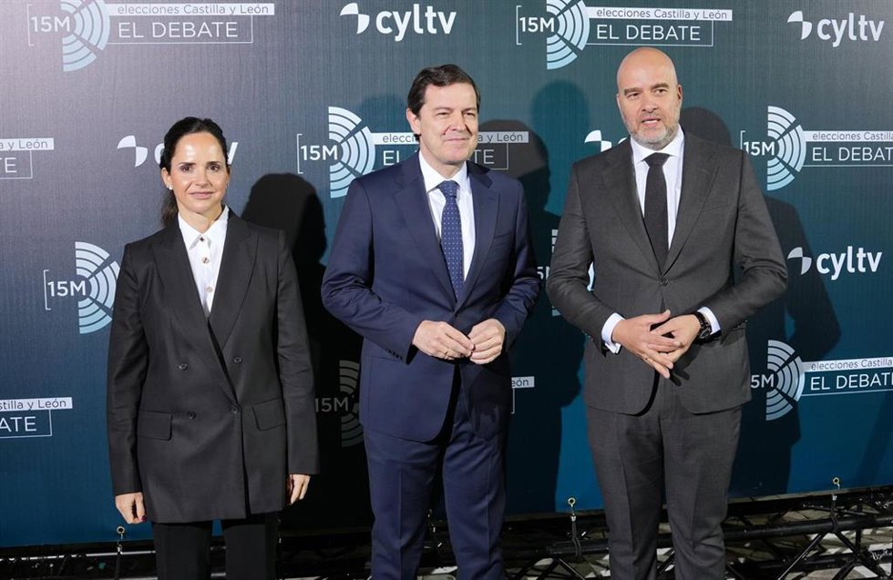 El candidato del PP, Alfonso Fernández Mañueco, en el debate de RTVCyL.