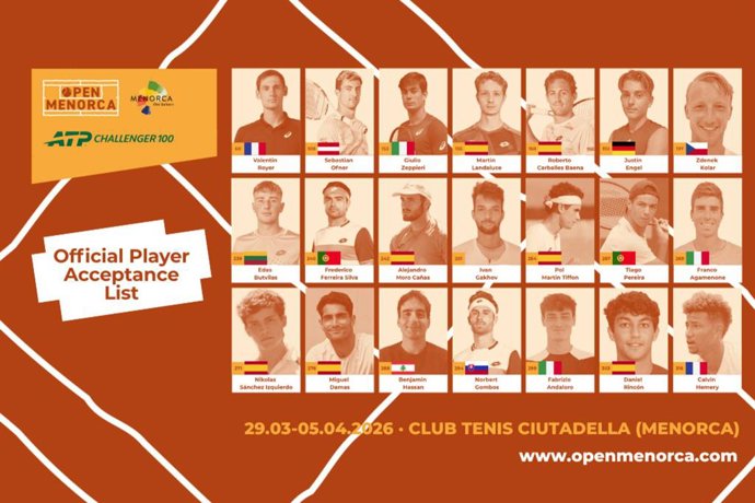 El Top 60 mundial Valentin Royer lidera un cartel de lujo en el Open Menorca ATP Challenger 100