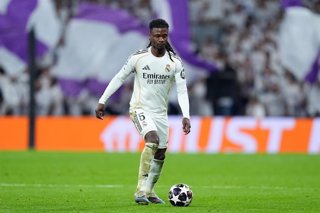 El centrocampista francés Eduardo Camavinga, en un partido del Real Madrid CF en la Champions 2025-26. 