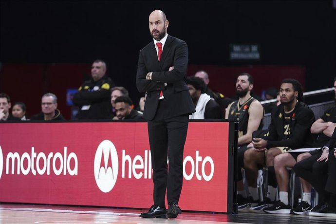 Archivo - El entrenador griego Vassilis Spanoulis en su etapa en el AS Monaco, en un partido de Euroliga