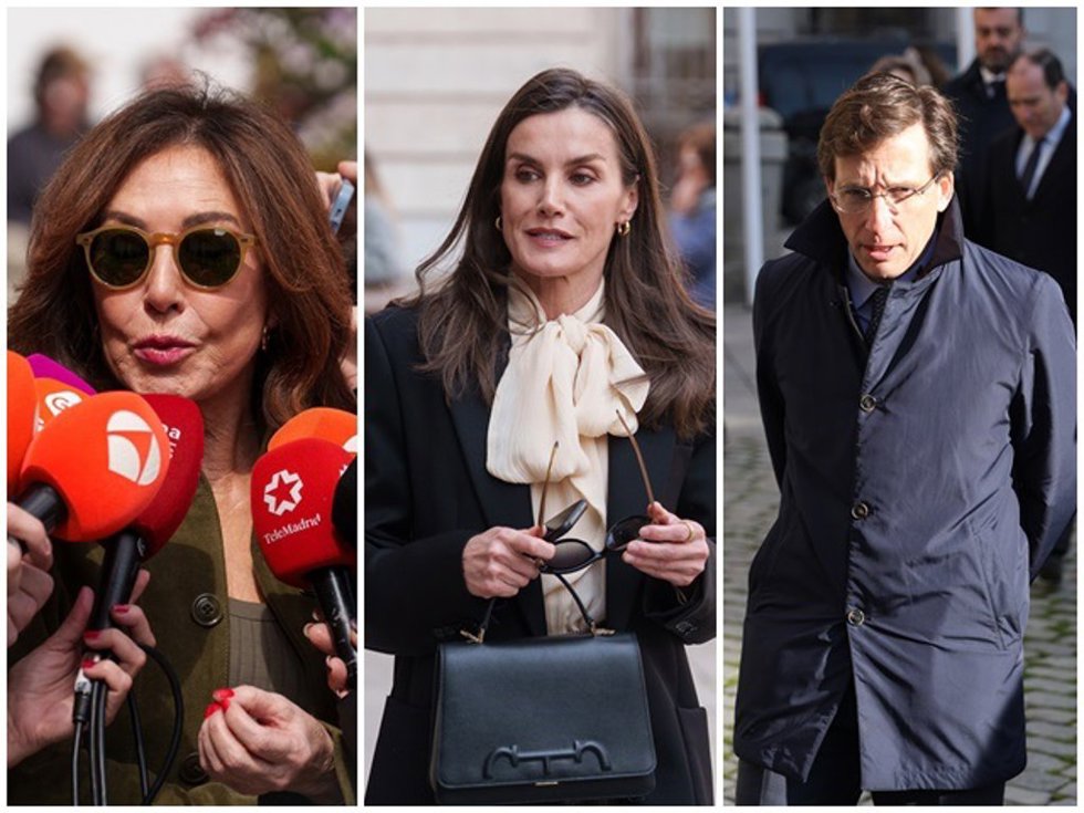 Ana Rosa Quintana, la Reina Letizia, y José Luis Martínez-Almeida, entre los asistentes a la capilla ardiente de Raúl del Pozo en la Plaza de la Villa de Madrid