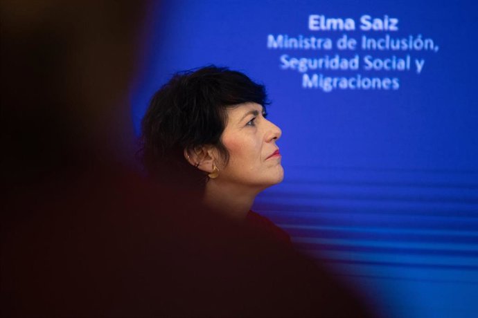La ministra de Inclusión, Seguridad Social y Migraciones, Elma Saiz, durante la primera Cumbre Internacional contra el Odio, en la Galería de Colecciones Reales, a 11 de marzo de 2026, en Madrid (España). 