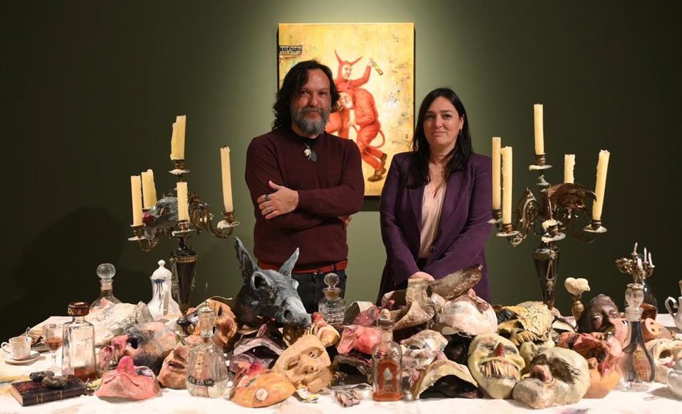 Serzo y Méndez durante la presentación de la exposición