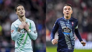 Los jugadores del Real Betis y RC Celta Antony y Iago Aspas.