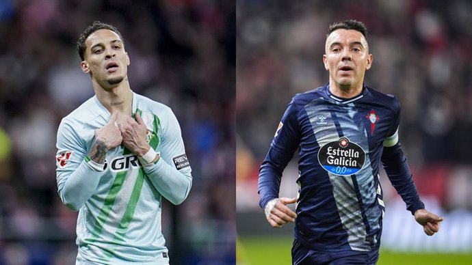 Los jugadores del Real Betis y RC Celta Antony y Iago Aspas.