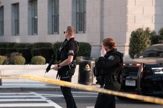 Agentes de seguridad en las inmediaciones de la Casa Blanca, Estados Unidos