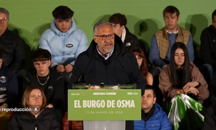 El candidato de Vox a la Presidencia de la Junta de Castilla y León, Carlos Pollán, en El Burgo de Osma.