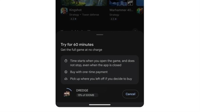 Prueba gratuita de videojuegos en Play Store