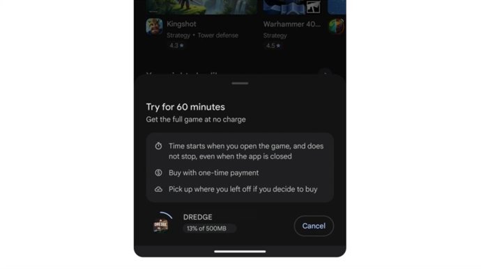 Prueba gratuita de videojuegos en Play Store