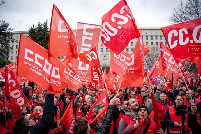 Imagen de archivo de CCOO en una manifestación.