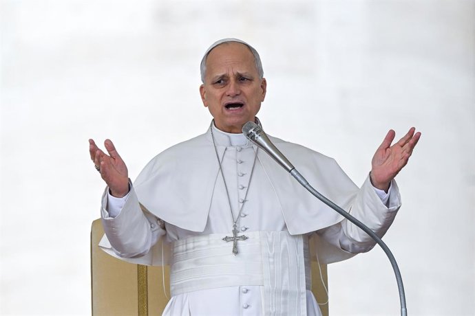 11 March 2026, Vatican: Pope Leo XIV speaks to the faithful during the weekly general audience at St. Peter's Square in the Vatican. Photo: Alessia Giuliani/IPA via ZUMA Press/dpa