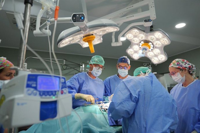 Cirujanos en una operación de trasplante.
