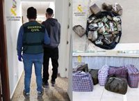Guardia Civil detiene a 5 personas que abandonaron una autocaravana averiada con más de 500 kilos de hachís