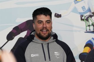 Javier Marcos during the farewell ceremony for the Spanish athletes who will participate in the Milan-Cortina 2026 Paralympic Games, held at the Italian Embassy in Madrid on February 16, 2026, in Alcala de Henares, Madrid, Spain.