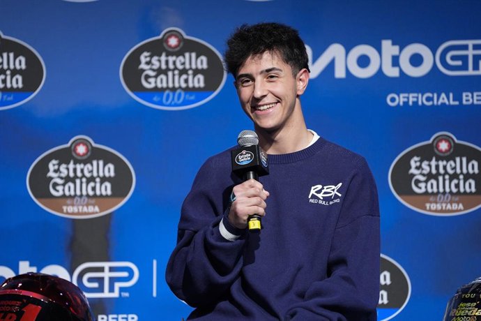 Jose Antonio Rueda attends during the Media Day of Estrella Galicia 0,0 with Marc Marquez, World Champion of MotoGP, Diogo Moreira, World Champion of Moto2, and Jose Antonio Rueda, World Champion of Moto3, at Espacio Proxima Estacion Eventos on March 04, 
