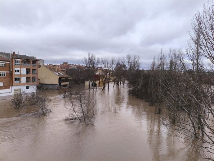 Archivo - Inundación en Tudela de Duero (Valladolid) en febrero de 2026.