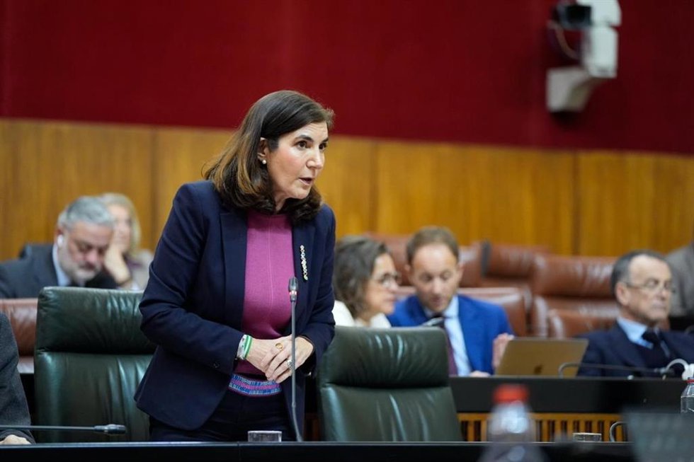 La consejera de Empleo, Empresa y Trabajo Autónomo, Rocío Blanco, en sesión parlamentaria.