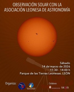Cartel de la actividad de observación solar que se desarrollará en el parque de las Tierras Leonesas.