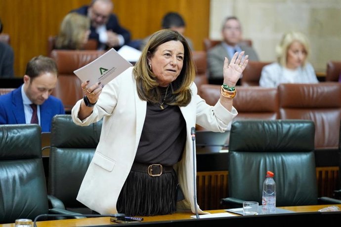 La consejera de Desarrollo Educativo y Formación Profesional de la Junta de Andalucía, María del Carmen Castillo, en sesión parlamentaria.