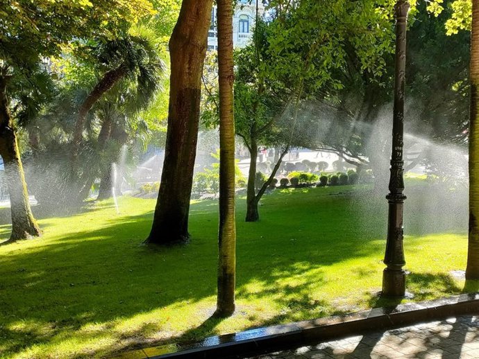 Archivo - Riego en el Campo San Francisco.