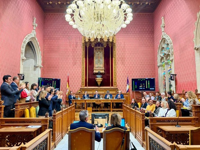 Momento de la aprobación de la moción para reclamar al Gobierno central un nuevo convenio de carreteras.