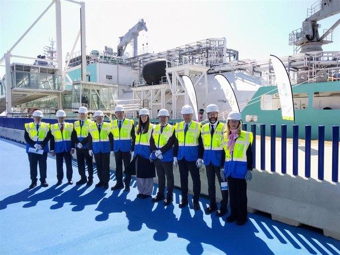 Presentación en el Puerto de Huelva el barco de bunkering 'Alisios LNG' de Enagás y Axpo, que operará en el sur de la península ibérica.
