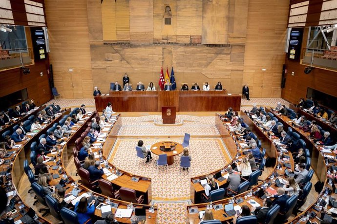 Hemiciclo durante una sesión plenaria en la Asamblea de Madrid, a 12 de marzo de 2026, en Madrid (España).