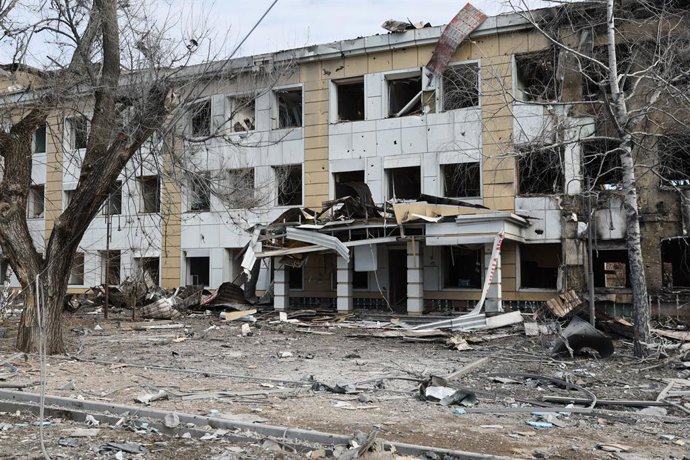 RUSSIA, DONETSK - MARCH 9, 2026: A burnt out children's outpatient clinic after a military strike by the Armed Forces of Ukraine