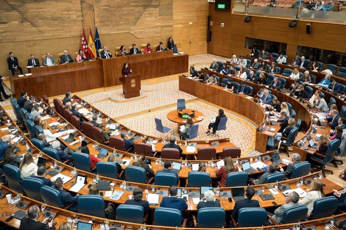 Hemiciclo durante un pleno en la Asamblea de Madrid, a 5 de marzo de 2026, en Madrid (España). 