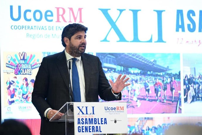 El Presidente De La Región De Murcia, Fernando López Miras, Inaugura La XLI Asamblea General Ordinaria De La Unión De Cooperativas De Enseñanza De La Región De Murcia (Ucoerm)