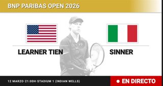 Learner Tien - Jannik Sinner: resumen y estadísticas del partido de Cuartos de final de BNP Paribas Open
