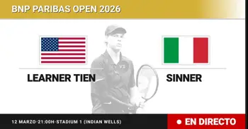 Learner Tien - Jannik Sinner, en directo hoy: sigue el partido de BNP Paribas Open