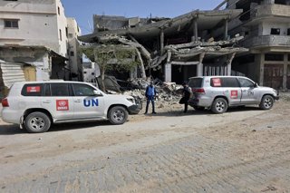 Vehículos de la ONU en Gaza. Imagen de archivo