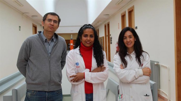 Los investigadores Miguel Marcos, Lina Rojas y María Ángeles Pérez.