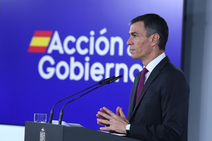 Archivo - Arquivo - O presidente do Governo, Pedro Sánchez, durante uma declaração oficial no Palácio de Moncloa, em 22 de junho de 2025, em Madri (Espanha). Sánchez anunciou um acordo com a OTAN para não aumentar os gastos militares da Espanha até 