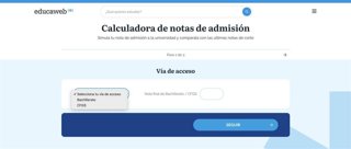 Calculadora de notas de admisión