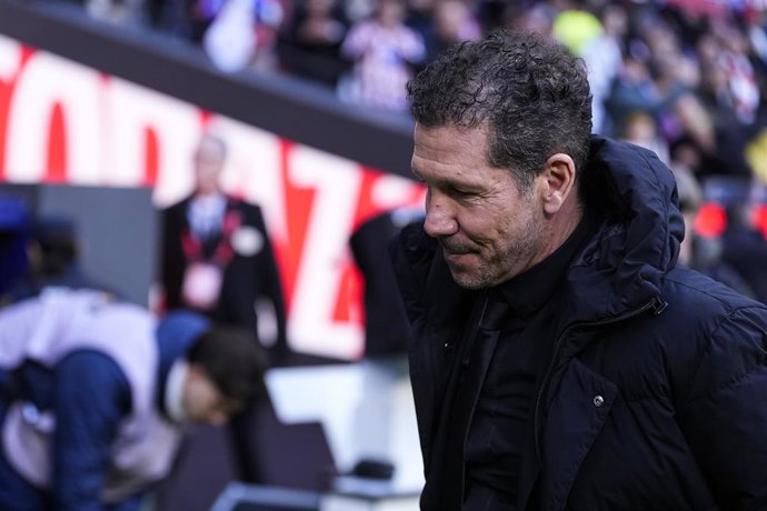 Diego Simeone, head coach of Atletico de Madrid, looks on during the Spanish League, LaLiga EA Sports, football match played between Atletico de Madrid and Real Sociedad at Riyadh Air Metropolitano stadium on March 07, 2026, in Madrid, Spain.