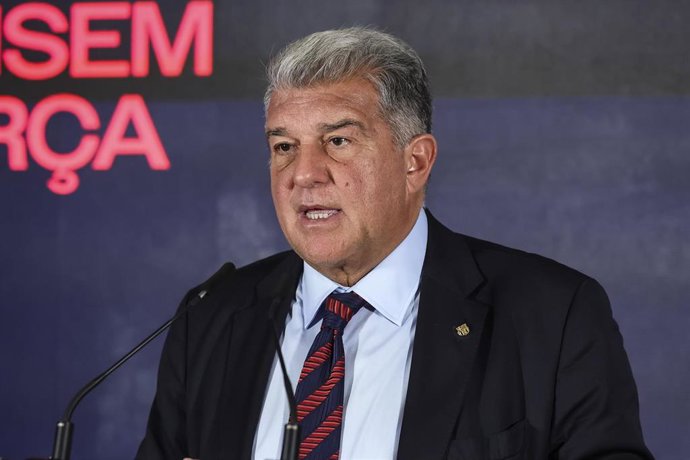 El expresidente del FC Barcelona y candidato Joan Laporta en un acto electoral