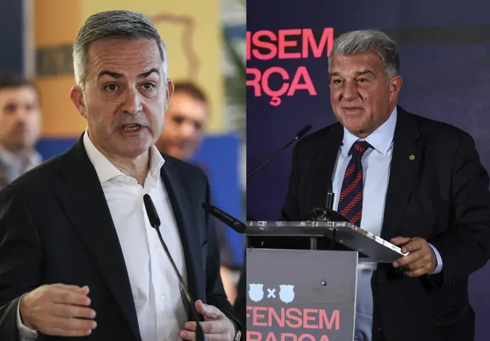 Candidatos a la presidencia del FC Barcelona - Víctor Font (izquierda) y Joan Laporta