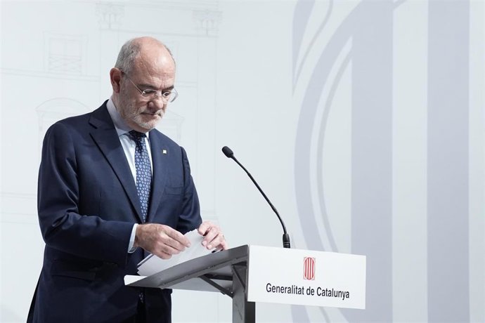 El conseller de Acción Exterior de la Generalitat, Jaume Duch, durante una rueda de prensa, en el Palau de la Generalitat, a 24 de febrero de 2026, en Barcelona, Catalunya (España). 