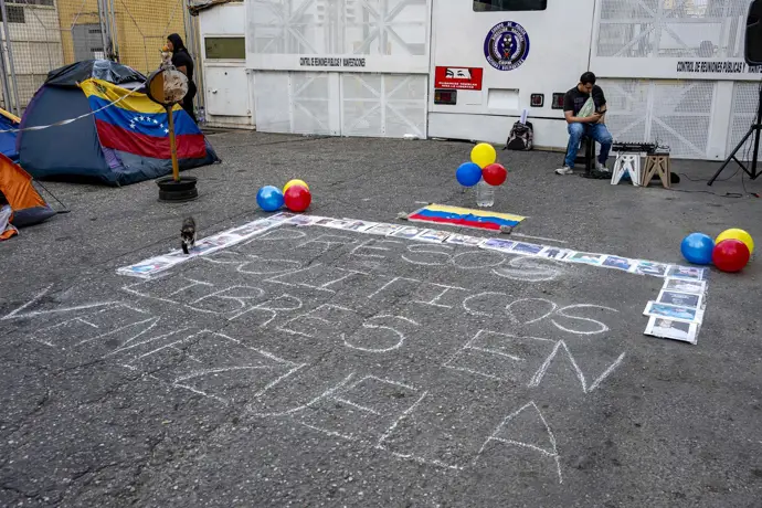 Acción para pedir la liberación de presos políticos en Venezuela