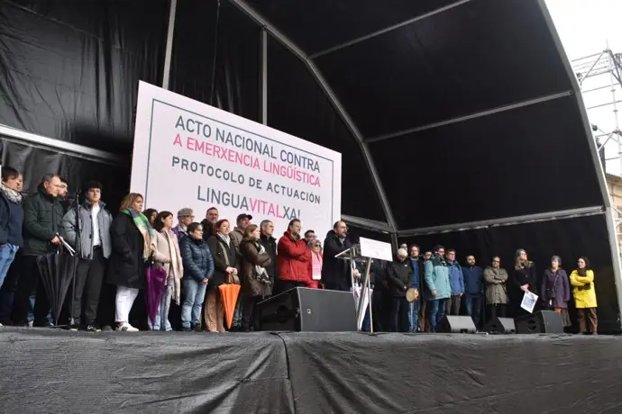 Asamblea de aprobación del protocolo 'Lingua Vital' en Santiago de Compostela.