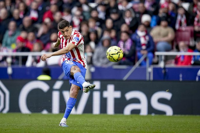Nahuel Molina of Atletico de Madrid in action during the Spanish League, LaLiga EA Sports, football match played between Atletico de Madrid and Getafe CF at Riyadh Air Metropolitano stadium on March 14, 2026, in Madrid, Spain.