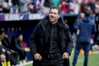 Diego Simeone, head coach of Atletico de Madrid, during the Spanish League, La Liga EA Sports, football match played between Atletico de Madrid and Getafe CF at Riyadh Air Metropolitano stadium on March 14, 2026, in Madrid, Spain.